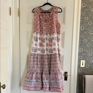 Tuckernuck Floral Pink and White Sleeveless Cover Up Dress